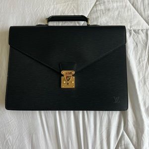 Louis Vuitton black leather briefcase
